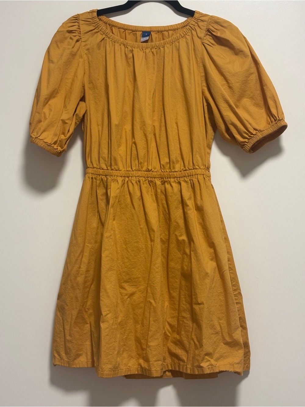 Old Navy Puff Sleeve Cotton Poplin Dress, Mustard, Size Small